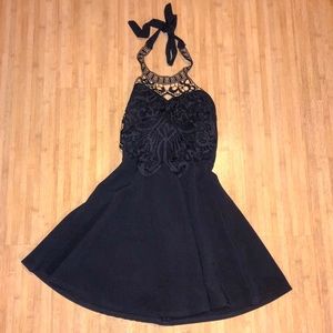 Black lace top dress